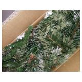 36" Glittery Bristle Pine Mailbox Swag with Battery Operated Warm White LED Lights
