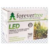 Forever Tree 760 LED Twinkle Cluster Warm White Lights w Black Wire