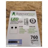Forever Tree 760 LED Twinkle Cluster Warm White Lights w Black Wire