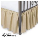 Ruffled Bed Skirt with Split Corners - Twin XL, Stone, 18" Drop- Blissford