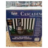Alpine Corporation 27" Two-Tier Barrel & Pump Outdoor Fountain, Bronze