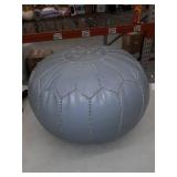 Classic Moroccan Faux Leather Filled Ottoman Pouf - Gray