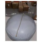 Classic Moroccan Faux Leather Filled Ottoman Pouf - Gray