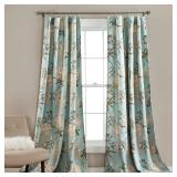 Set of 2 (108"x52") Botanical Garden Light Filtering Window Curtain Panels Blue - Lush DÃ©cor