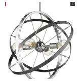 Atom 4 Light Chandelier - Chrome with Brushed Steel and Brushed Steel