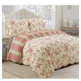 Cozy Line Charleston Cottage Floral Reversible Cotton Quilt , Queen