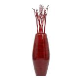 27.5" Tall Bamboo Floor Vase- Red