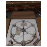 Aged Wood Beaded 6-Light Candle Chandelier- Aged Wood-