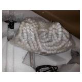 Aged Wood Beaded 6-Light Candle Chandelier- Aged Wood-