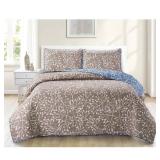 Payson Branches Full/Queen 3-piece Quilt Set Tan/Blue