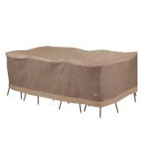 Duck Covers Elegant Waterproof 140 Inch Rectangular/Oval Patio Table & Chair Set Cover