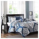 Madison Park Marcella Indigo Cotton Printed 7-piece Comforter Set- Retail:$105.48