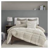 The Curated Nomad Natoma Navy Cotton Chenille Printed Comforter -Taupe-King