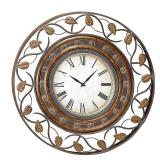 Rustic 36 Inch Round Wall Clock with Fretwork Design by Studio 350- Retail:$149.49