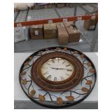 Rustic 36 Inch Round Wall Clock with Fretwork Design by Studio 350- Retail:$149.49