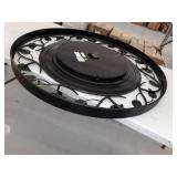 Rustic 36 Inch Round Wall Clock with Fretwork Design by Studio 350- Retail:$149.49