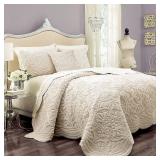 Vue Signature Plush Decor Charlotte Coverlet Comforter- Ivory - King-