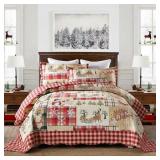 MarCielo 3 Piece Christmas Rustic Lodge King Size Deer Quilted Bedspread/Quilt