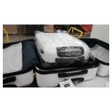 set of three suitcases white and black