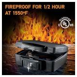 SentrySafe H0100 Fire-Resistant Box Safe and Water-Resistant Safe with Key Lock, 0.17 Cu. ft., Black