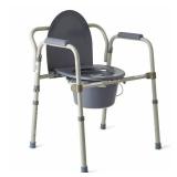 Medline Steel Foldable 3-in-1 Bedside Toilet Commode