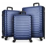 SHOWKOO Luggage Expandable Hardside Lightweight Durable Spinner Wheels Clearance Suitcase Set with TSA Lock 3 PCS (Deep blue)