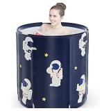 DAILYLIFE Portable Bathtub, Japanese Soaking Bath Tub for Shower Stall, Foldable Bathtub with Thermal Foam, Freestanding, Folding & Soaking Spa Bath Tub with Pillow for Small Space (Astronaut)