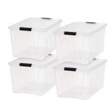 72 Quart Stack & Pullâ¢ Box, 4 Pack, Clear with Black Buckle