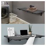 MOUNT-IT! Heavy Duty Drop Down Table [45"x15 x7.125"] Wall Mounted Drop Leaf Tables, Collapsible, Folding Workbench for Home Office, Laundry Room, Garage, Basement Bar, Study or Kitchen (BLACK)