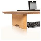 Aothia Large Dual Monitor Stand Riser, Solid Wood Desk Shelf with Eco Cork Legs for Laptop Computer/TV/PC/Printers, Perfect Desktop Stands Organizer with Underneath Storage for Office Accessories
