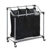 Honey Can Do Triple Laundry Sorter with Removable Bags, Black/Gray