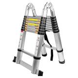BEETRO 16.5ft Aluminum Telescoping Ladder, A Type Portable Telescopic Extension Ladder with Balance Rod Non-Slip Cap for Outdoor Working Household Use, 330lb Capacity
