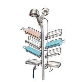 iDesign Verona Metal Hanging Bathroom Caddy for Handheld Shower Hose, Extra Space for Shampoo, Conditioner, Soap, Razors, Loofahs, Towels, 25" x 14" x 4", Bronze,68541