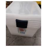 Rubbermaid Cleverstore Clear 71 Quart, Stackable Plastic Containers with Durable Latching Lids, Visible Organization, Great for Holiday Decorations and Christmas Storage, 4-Pack