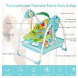 AiBeeYou Baby Swings for Infants, Baby Swing with 6 Motions,Infant Swing with Music,Sounds and Timing Function, Baby Rocker with 2 Toys, Plsuh Seat & Soft Head Support, Machine Washable Fabric (Blue)