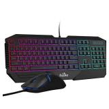 Fiodio Rainbow Wired Gaming Computer Keyboard and Mouse Combo, Ergonomic Keyboards with Wrist Rest, 104 Multimedia Keys, 1600 DPI Gamer Mouse for Windows PC and Desktop