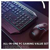 Fiodio Rainbow Wired Gaming Computer Keyboard and Mouse Combo, Ergonomic Keyboards with Wrist Rest, 104 Multimedia Keys, 1600 DPI Gamer Mouse for Windows PC and Desktop