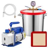 Bestauto 3 Gallon Vacuum Chamber Kit Stainless Steel Degassing Chamber 12L Vacuum Degassing Chamber Kit with 3.6 CFM 1 Stage Vacuum Pump HVAC