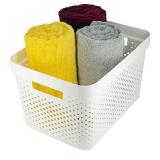 Glad Plastic Basket Set, Value Pack of 6 | Open Storage Bins for Shelves, Bathroom, Pantry, Closet | Nesting Organizer Boxes with Handles, 4 Gallon, White