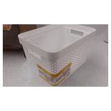 Glad Plastic Basket Set, Value Pack of 6 | Open Storage Bins for Shelves, Bathroom, Pantry, Closet | Nesting Organizer Boxes with Handles, 4 Gallon, White