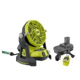 RYOBI ONE+ 18V Portable Bucket Top Misting Fan Kit with 1.5 Ah Battery and 18V Charger