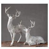 Creative Co-Op 20.5" Resin Standing Figurine with Whitewash Finish Deer
