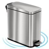 iTouchless SoftStep 3 Gallon Slim Bathroom Step Trash Can with Odor Filter & Removable Inner Bucket, 11 Liter Pedal Stainless Steel Small Garbage Bin for Home, Office, Bedroom, Business, Cubicle