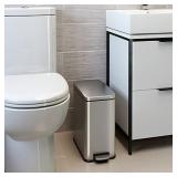 iTouchless SoftStep 3 Gallon Slim Bathroom Step Trash Can with Odor Filter & Removable Inner Bucket, 11 Liter Pedal Stainless Steel Small Garbage Bin for Home, Office, Bedroom, Business, Cubicle