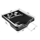 Happybuy Black Shampoo Bowl ABS Plastic Spa Sink Beauty Salon Equipment for Hair Stylists