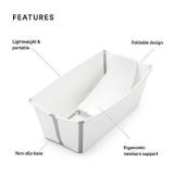 Stokke Flexi Bath Bundle, White - Foldable Baby Bathtub + Newborn Support - Durable & Easy to Store - Convenient to Use at Home or Traveling - Best for Newborns & Babies Up to 48 Months