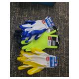 Tool Bench Neon Work Heavy Duty Gloves Grip One Size Fits Most (4 sets)