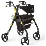Medline Empower Rollator, Folding Rolling Walker, 8" Wheels, 300lb Weight Capacity, Black Frame