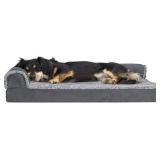 Furhaven Orthopedic CertiPUR-US Certified Foam Pet Beds for Small, Medium, and Large Dogs and Cats - Two-Tone L Chaise, Southwest Kilim Sofa