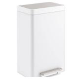 KOHLER 13 Gal. Stainless Steel White and Stainless Step-On Trash Can